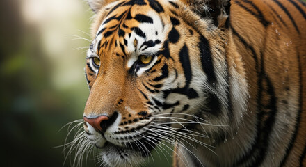 Naklejka premium Ai generated image of closeup portrait of a majestic tiger in the wild