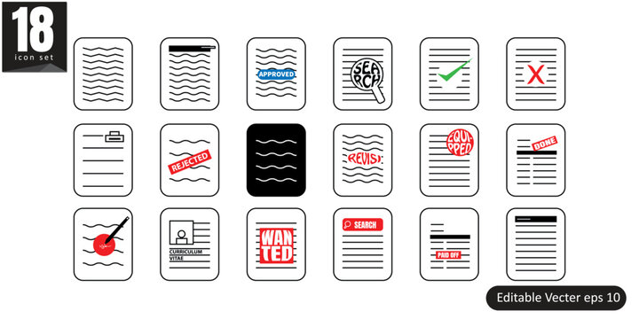 set icon book label, book description, approval sheet, reject, accepted, revised,