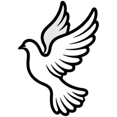 a bird flying on a white background, bird, animal, fly, wing, vector, black and white. bird, wing, vector, fly, animal, dove, pigeon, peace, illustration, silhouette.