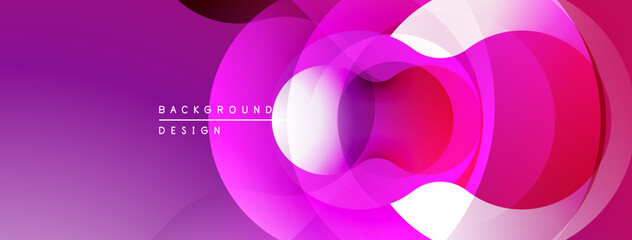 Abstract pink purple design. Overlapping circles create dynamic visual effect. Modern background for presentations, websites.