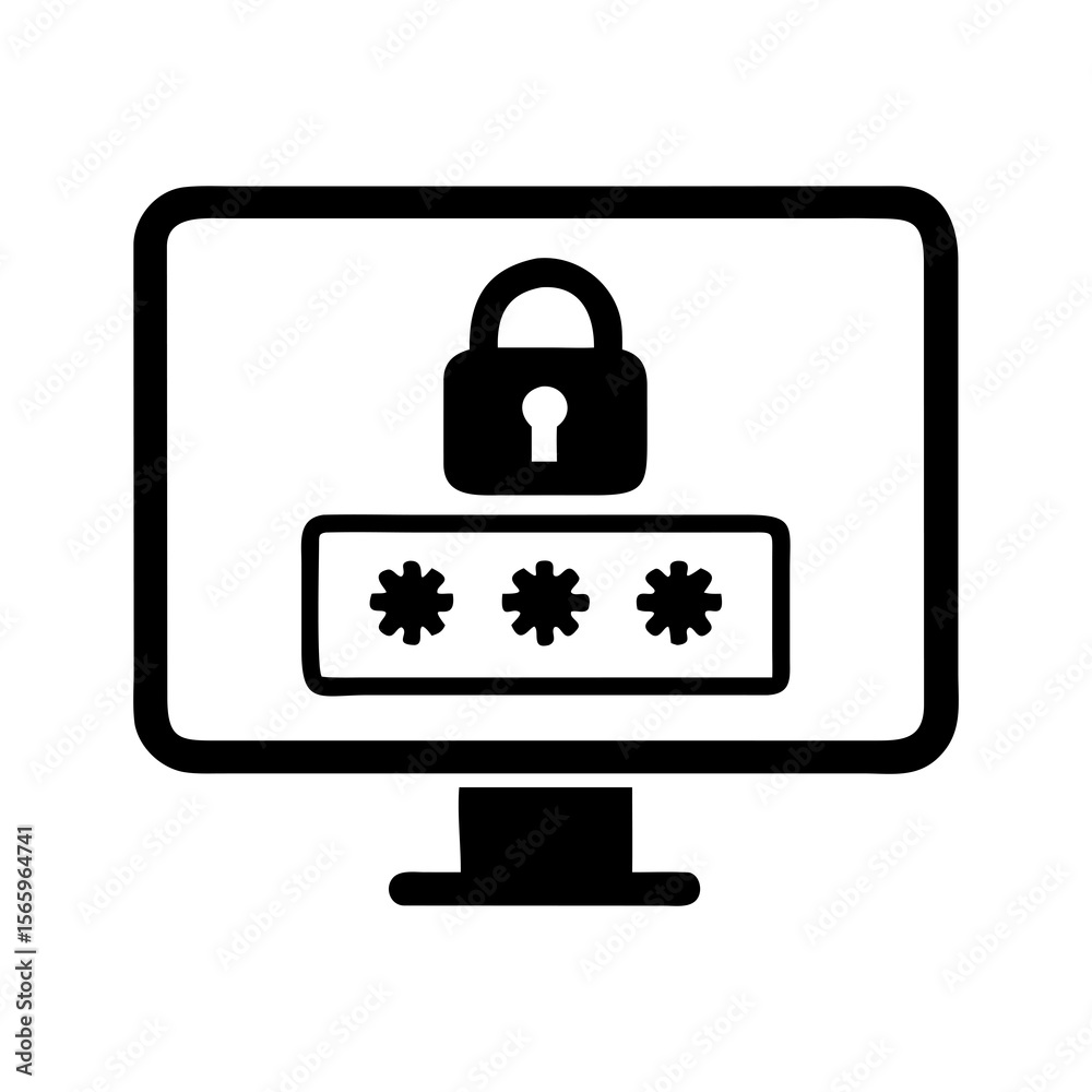 Poster secure padlock button icon for internet privacy and web safety vector a minimalist flat design illus