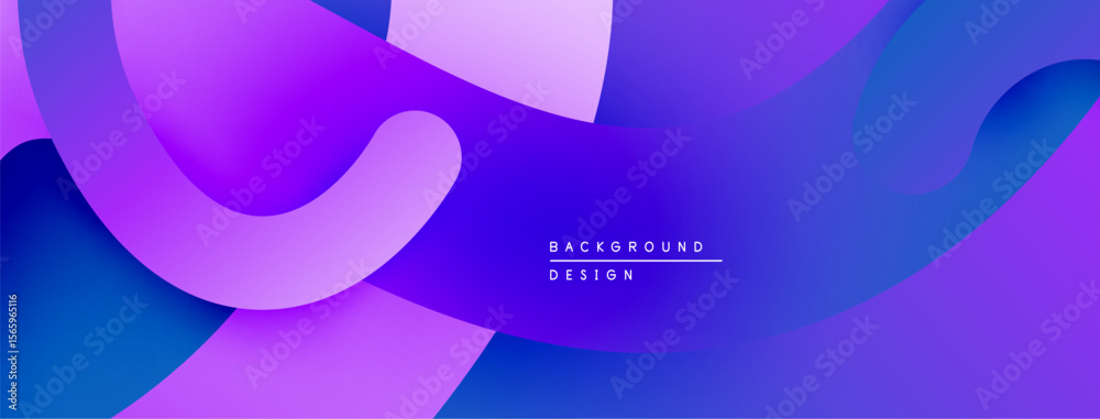 Poster Abstract fluid shapes, vibrant purple hues dominate design. Smooth gradients create dynamic visual flow. Modern background texture.