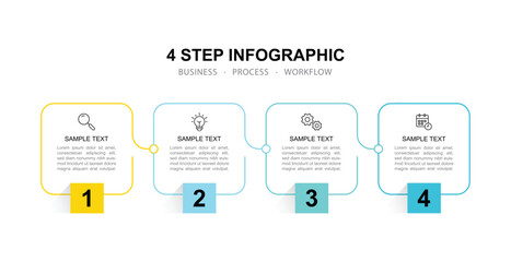  Modern business 4 step process infographic timeline.