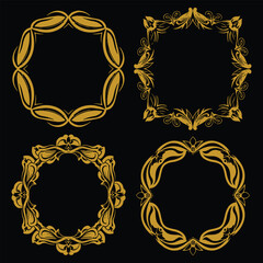 Fantasy Inspired Gold Floral Frames Premium Decorative Set Packs Dreamlike Art