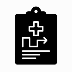 Fototapeta premium Emergency medical report clipboard icon — solid version