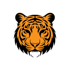 Vector Illustration of Fierce Tiger Head Logo – Wild Animal Emblem in Tribal Style on White Background

