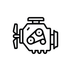 Black line icon for engine