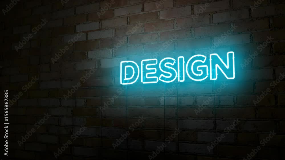 Canvas Prints illuminated design text neon sign on a red brick wall background in studio