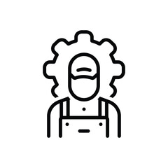 Black line icon for worker