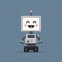 A fun, retro vector illustration featuring a set of funny cartoon robot and android icons, perfect for representing vintage toy machine technology