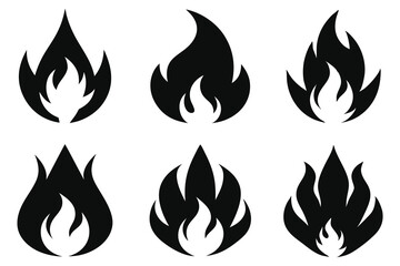 A set of vector Fire black icons on white background