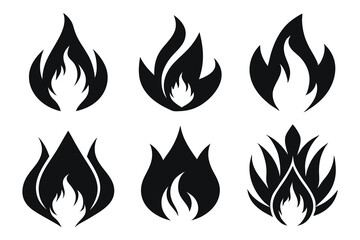 A set of vector Fire black icons on white background
