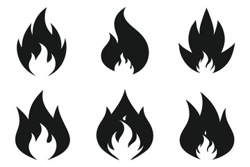 A set of vector Fire black icons on white background