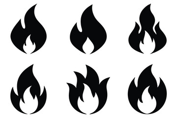 A set of vector Fire black icons on white background