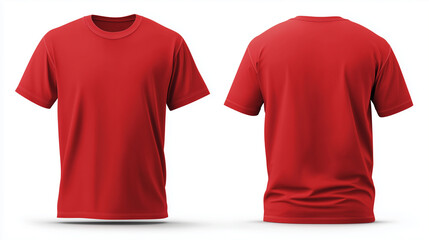 red tshirt mockup front and back views on white background vector template for apparel design illustration
