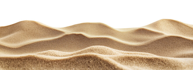 Smooth beach sand dunes isolated on transparent background
