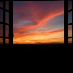 copy space for text background Aesthetic Sunset Window Silhouette concept
