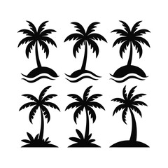 Fototapeta premium Palm tree silhouettes set for tropical beach and summer designs