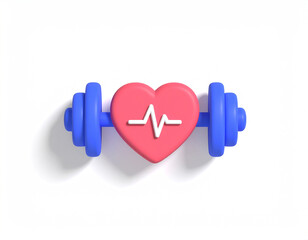 Heart health and fitness a vibrant dumbbell showcasing cardio wellness on a clean white background