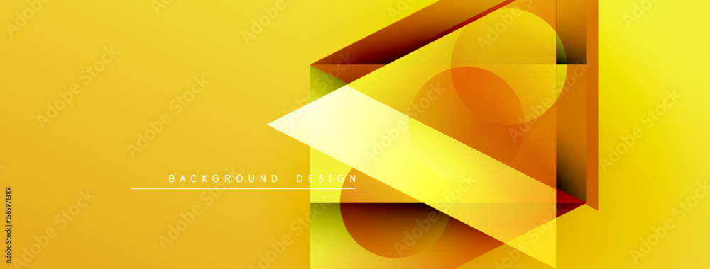 Poster abstract geometric shapes overlap, creating dynamic golden gradient design. modern background with t