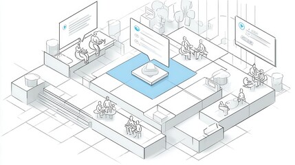 Fototapeta premium Modern workspace design illustration