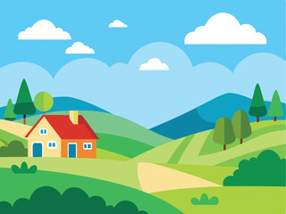 Obraz premium vector illustration of a village