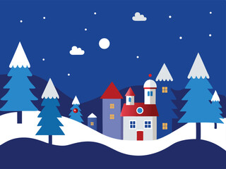 Naklejka premium christmas night landscape