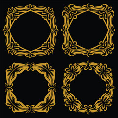 Compelling Gold Floral Frames Premium Decorative Set Packs Engaging Designs
