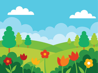 spring landscape with flowers