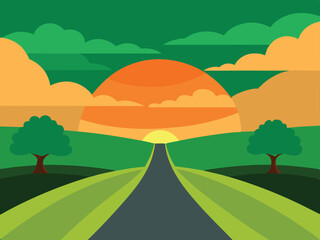 Obraz premium landscape with trees and hills