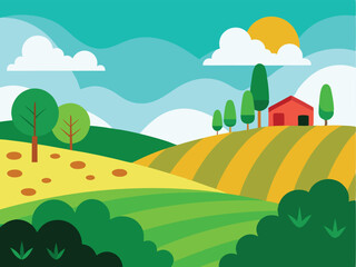 Obraz premium summer landscape with trees and hills