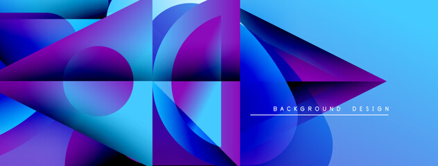 Obraz premium Abstract geometric shapes, vibrant blues, purples create dynamic composition. Modern design elements suggest energy, movement.