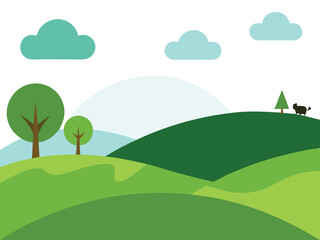 Obraz premium landscape with trees and clouds