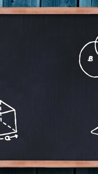 Mathematical icons against black board
