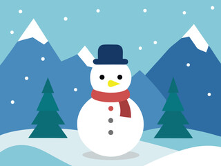 snowman on the background of the snow