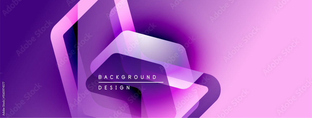 Poster abstract purple background. geometric shapes overlap creating dynamic visual effect. modern design e