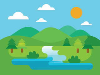 Fototapeta premium landscape with mountains and trees