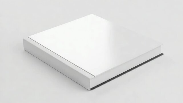 Minimalist White Hardcover Book on White Background Casting Subtle Shadow