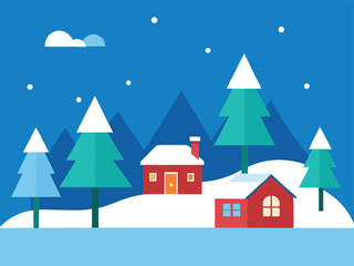 Fototapeta premium winter landscape with christmas tree