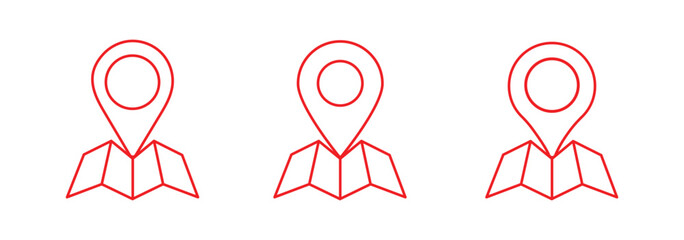 red location pin icon . map pointers, pin, marker, navigation, GPS, position, pointer, icon . vector illustration .