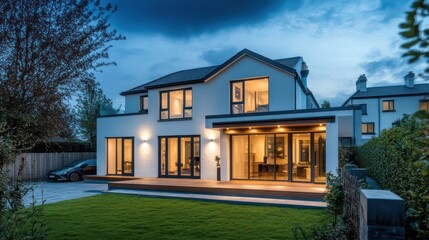 Obraz premium Modern house at twilight (2)