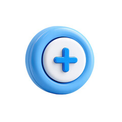 Obraz premium Light blue button with white plus sign. 3D rendered