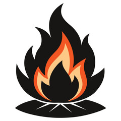 Burning bonfire cartoon vector icon illustration on white background