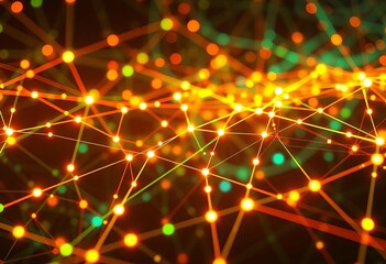 Fototapeta premium Abstract digital network, glowing nodes and lines forming complex patterns , innovation, tech