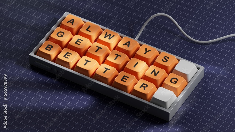 Fototapete always getting better symbol. computer keyboard keys with words always getting better.business and a