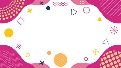 Abstract background with decorative geometric shapes and pink fluid elements