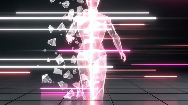 Digital runner figure in motion