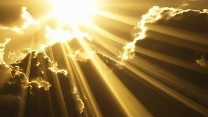 Golden Sunlight Rays Through Clouds - Powered by Adobe