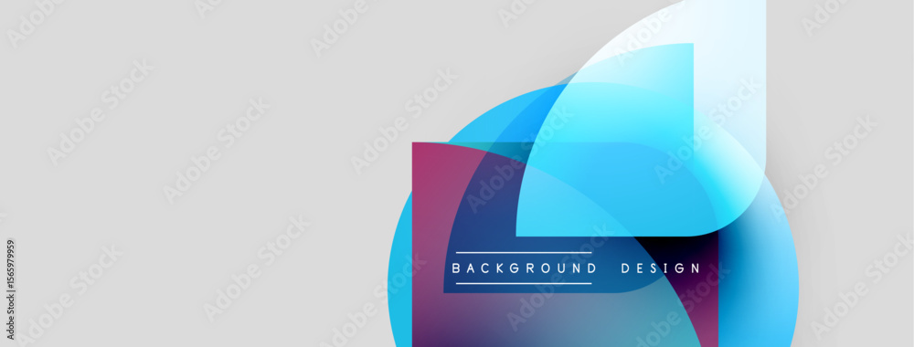 Poster abstract geometric shapes overlap, creating vibrant color gradients. text reads background design wi