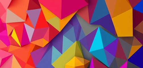 Fototapeta premium Abstract geometric shapes in vibrant colors, forming a dynamic composition, digital, art